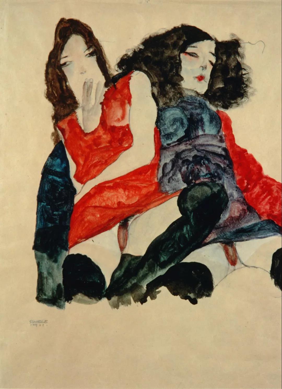 Egon Schiele 《Two Girls》(1911) （私人收藏）.jpg